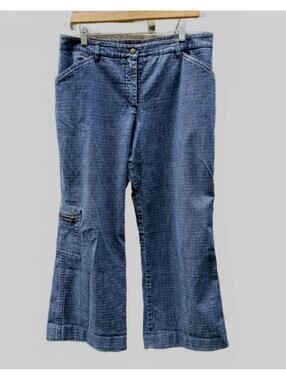 Dalia Sport Wide Leg Cargo Capris Jeans - Dark Wash  (Size 14P )